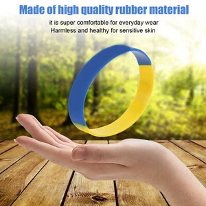 10Pcs Ukraine Bracelets Ukrainian National Flag Colours Rubber Wristband - Picture 1 of 24