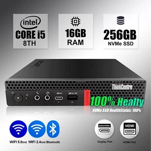 Lenovo M920Q Micro Desktop PC i5-8500T 16GB 256GB NVMe SSD Win11 Pro WiFi - Picture 1 of 5
