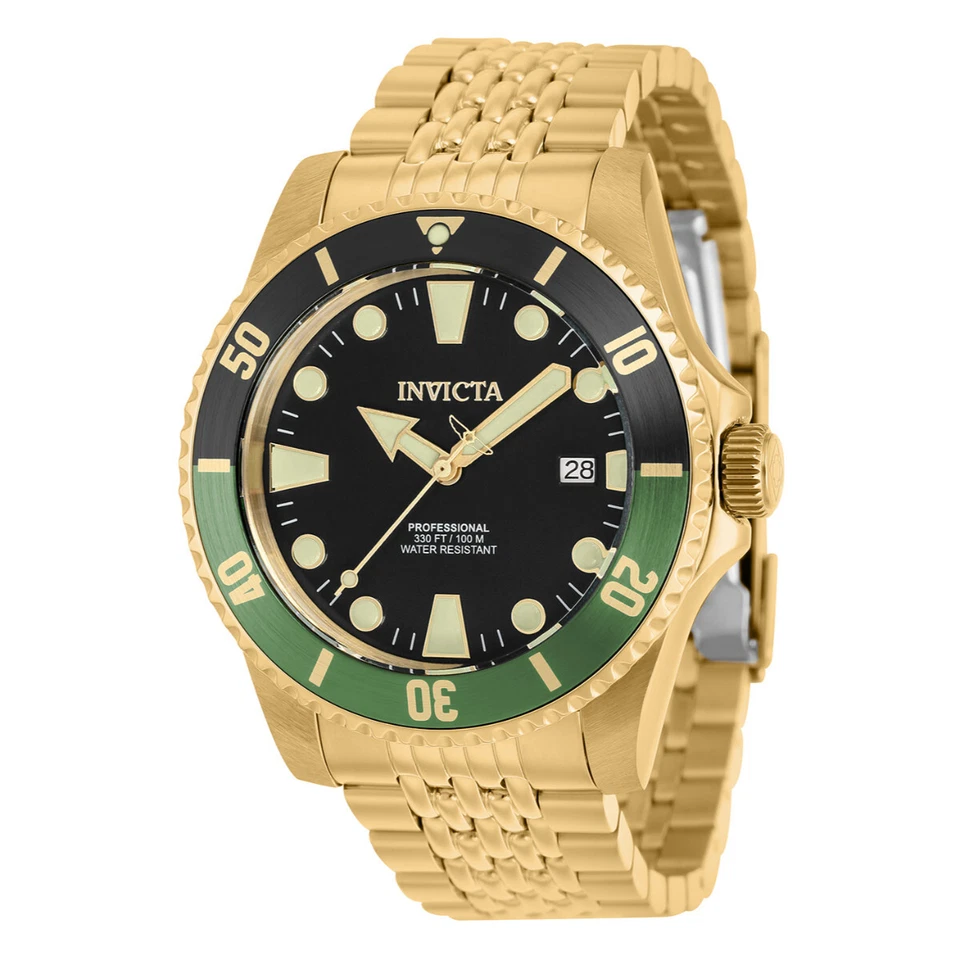 Invicta Pro Diver Automatic Men's 44mm Lume Markers 100M Gold Watch 39763
