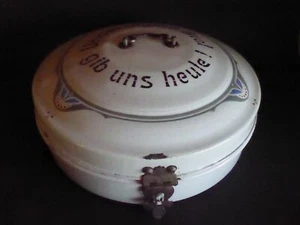 S28 -Antike Emaille Brotdose Brotkasten Brotbüchse Jugendstil org. um 1900 - Bild 1 von 10