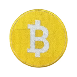 Criptomoneda digital nuevo logotipo Bitcoin amarillo parches bordados hierro para coser - Imagen 1 de 2