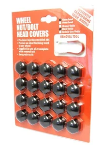 Black Wheel Nut Covers x 20 Fit Ford Cortina MK3 All Years 19mm A/F (PE1452)* - Picture 1 of 3