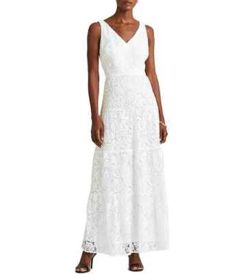 NEW Lauren Ralph Lauren Tiered Lace Sleeveless Maxidress in White Size-4 NWT$175 - Image 1 of 4