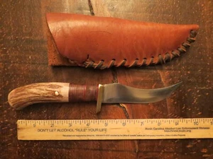ANTIQUE SCAGEL TYPE HUNTING KNIFE AND SHEATH - Picture 1 of 3