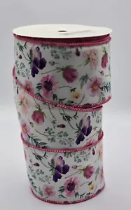 Cinta de flores silvestres con cable de 63 mm de ancho, 4 longitudes, lazos, primavera verano, artesanía - Imagen 1 de 1