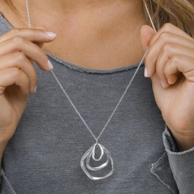 BIGIOTTERIA DONNA VESTOPAZZO LO53071 PLACCATA ARGENTO COLLANA PENDENTE OVALI - Immagine 1 di 2