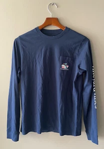 Vineyard Vines T Shirt XL(18) Navy Blue White Red Boy's Merry Christmas 2017 - Picture 1 of 4