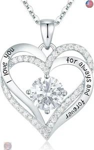 CDE Forever Love Heart Necklaces for Women, Wedding Anniversary, Birthday - Picture 1 of 7