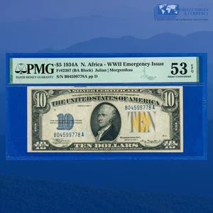 Fr.2309 1934A $10 Silver Certificate Yellow Seal "North Africa" PMG 53 EPQ #9778 - Picture 1 of 3