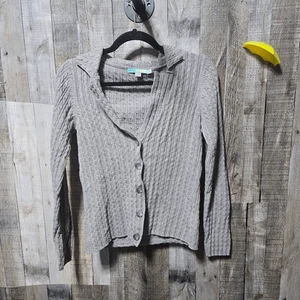Cardigan maglione Boden misto lana tortora con colletto a maglia con cavi e bottoni - Foto 1 di 5