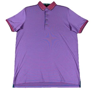 Greyson Performance Polo Shirt Uomo L Elegante Viola Righe Bordo Personalizzato Lupo - Foto 1 di 9