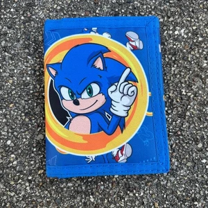 Sonic the Hedgehog 2 Tri Fold Wallet Blue Nylon Hook & Loop Billfold EUC - Picture 1 of 4