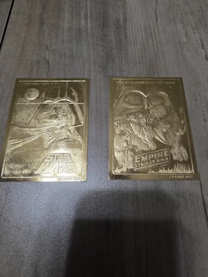 Star Wars 23K GOLD Card Lot (2) Movie Poster Cards SCORE BOARD 1996 - Image 1 of 4