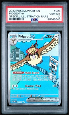 2023 POKEMON OBSIDIAN FLAMES 225 PIDGEOT EX ILLUSTRATION PSA GEM MINT 10 GRADED - Image 1 of 2