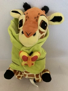 Disney Parks Giraffe Wrapped in Green Leaf Blanket Soft Plush Toy 11” - Picture 1 of 2