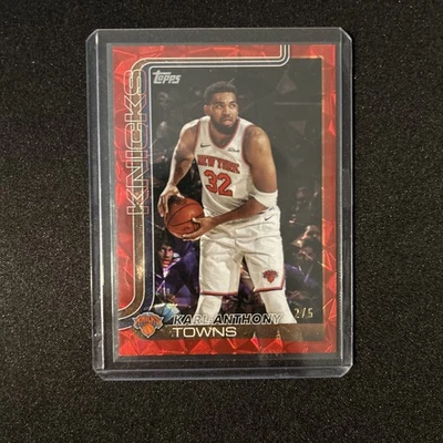 2025 Topps Flagship Basketball Karl Anthony Towns Red Diamante Foil /5 SP Knicks - Image 1 of 3