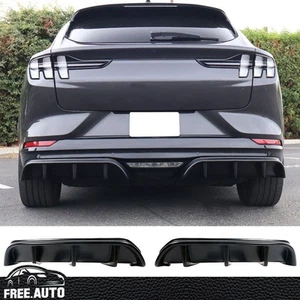 Rear Bumper Lip Fits 21-24 Ford Mustang Mach-E GT Matte Black Diffuser Fins 2PC - Picture 1 of 10