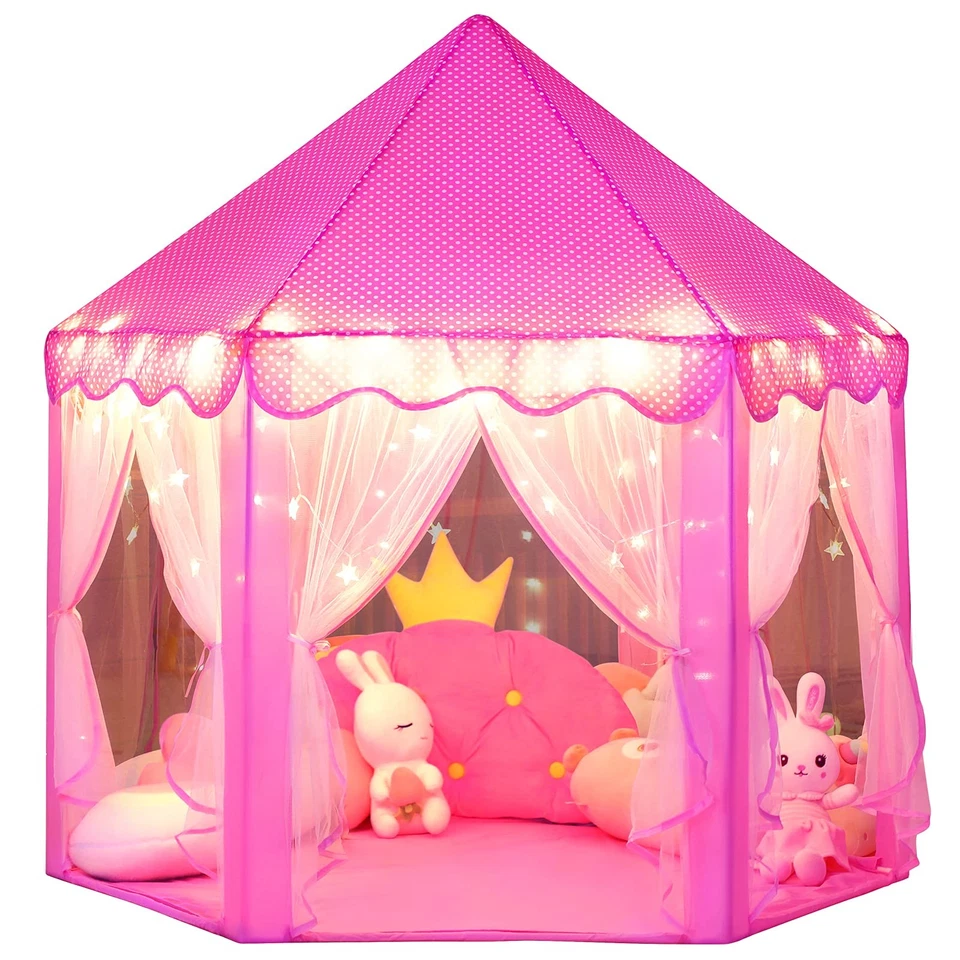 Wilwolfer Princess Castle Tent for Large Kids Play Tents Hexagon Playhouse