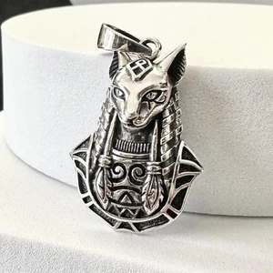 Handcrafted 925 Sterling Silver Bastet Egyptian Goddess Deities God Pendant - Picture 1 of 5