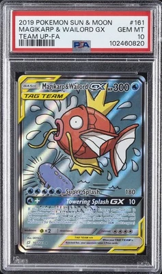 2019 POKEMON SUN & MOON TEAM UP #161 FULL ART/MAGIKARP & WAILORD GX PSA 10 - Image 1 of 2