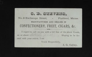 UX7 Postal Card CD Stevens Confectionery Fruit Cigars Portland Maine - Foto 1 di 2