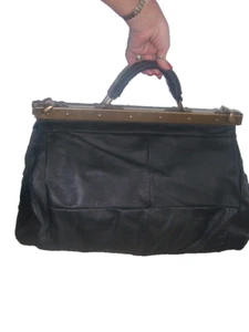Echtleder Doktortasche Hebammentasche Bügeltasche Reisetasche Weekender Schwarz - Bild 1 von 11