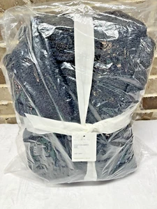 Pottery Barn gemütlicher gerippter Morgenmantel Größe LARGE Unisex anthrazitgrau mit Gürtel NEU mit Etikett - Bild 1 von 6