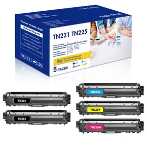 5PK Color TN225 TN221 Toner For Brother TN-225 HL-3140CW HL-3150CDN HL-3170CDW - Picture 1 of 6