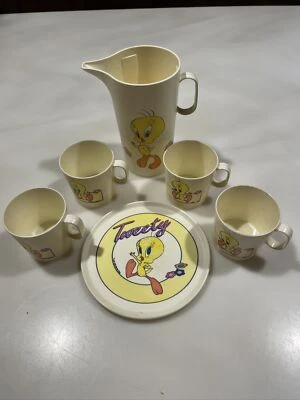 Mini juego de té de plástico parcial vintage 1999 Chilton-Globe Warner Bros. Piolín pájaro Foto 1 de 4