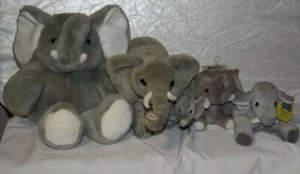 4 Stuffed Grey Elephants - Yomiko Classic-Cuddly Cousin-Beanfuls-Kellytoy - Picture 1 of 10