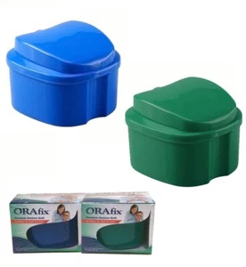 Paquete de 2 fundas de baño dentadura Orafix portavasos caja almacenamiento contenedor remojo para viajar - Imagen 1 de 11