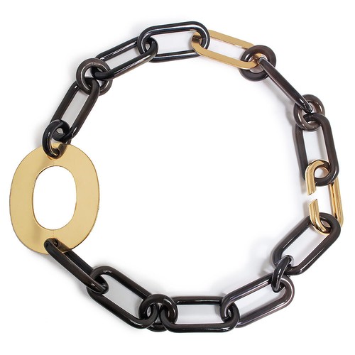 HERMÈS HERMES Girocollo Maya Ciondolo Collana Corno di Bufalo e Placcato Oro Rosa Marrone