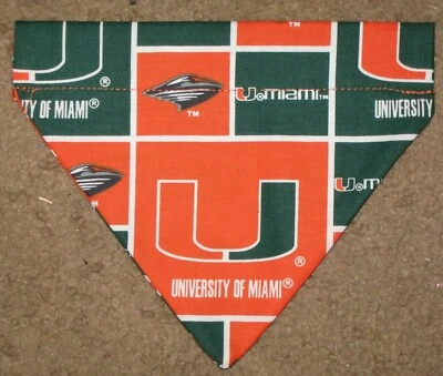 University of Miami Hurricanes Dog Bandana - 2 designs - 5 sizes XS - XL - Image 1 of 2
