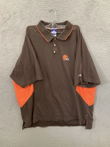 Cleveland Browns Shirt Mens 2XL XXL Brown Polo NFL Football Cotton Reebok Cover