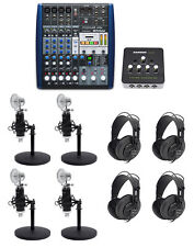 Presonus AR8 Podcast Studio Bundle w/Mics+Cables+Samson Headphones+Desk Stands