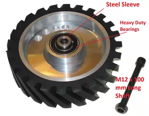 200mm -8" Riemenschleifer Kontaktrad gezackt Gummi - 50 mm breit - 1 min Einbau - Bild 1 von 6