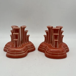 Fiestaware Persimmon Pyramid Tripod Candle Holders Fiesta HLC WV USA (NEW)@@@@@@ - Picture 1 of 14