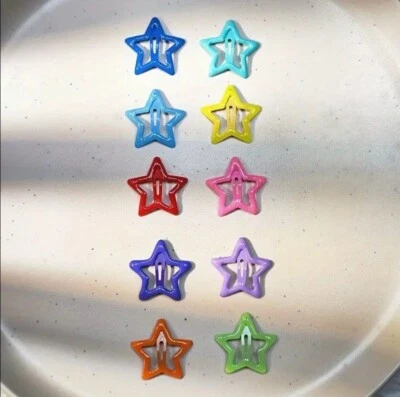 Juego de 10 pinzas para el cabello estrella que brillan en la oscuridad - Estilo dulce Y2K, aleación BB Snap... Foto 1 de 4