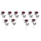  10 Pcs Red Roses Artificial Flowers Black Table Decor with Eyes Eyeball