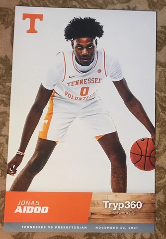 Tennessee Volunteers JONAS AIDOO 11x17 Program Basketball 🏀Poster 2021-22 NEW Cover