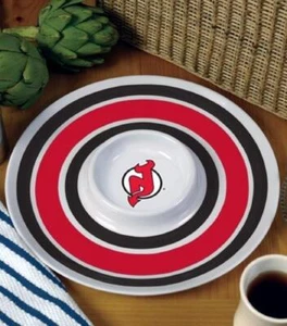 New Jersey Devils NHL Pro Hockey Gift Rare Melamine Chip & Dip Serving Tray - Picture 1 of 1