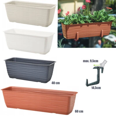 MARKENLOS Blumenkästen Pflanzkasten Balkonkasten Untersetzer Halterung 2 Größen / 4 Farben