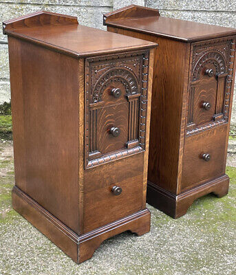 Superb Pair Of Arts And Crafts  Oak  Bedside Chest Of Drawers  Amazing Condition • 685£