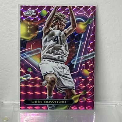 2023-24 Topps Chrome Cosmic Dirk Nowitzki Pink Galaxy Refractor SP Mavericks - Image 1 of 2