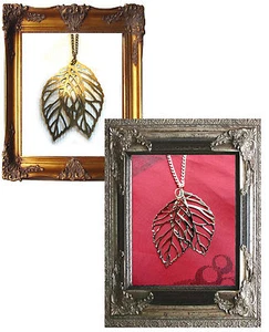 TREND GLIEDER KETTE mit 2 BLÄTTERN BLATT antikgold silber BLOGGER  - Bild 1 von 5