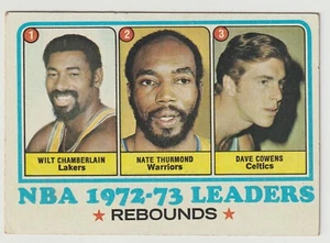 1973-74 Topps NBA Rebounds Leaders #157 Wilt Chamblain Nate Thurmond Dave Cowens - Picture 1 of 2