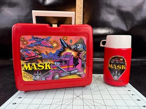 1985 Thermos M.A.S.K. MASK Plastic Lunch Box Red Lunchbox Vintage - Picture 1 of 14