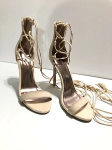 Sandalias de tacón alto con tiras y cordones desnudas para mujer - Tacones de aguja con punta abierta NUEVAS talla 8 - Imagen 1 de 7