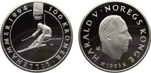Norway 1993 100 Kroner Silver 92.5% PF - Picture 1 of 1