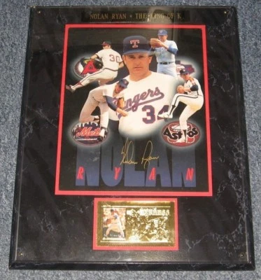 Nolan Ryan Autographed Collage Photo Rangers-Astros-Angels-Mets COA Plaque - Image 1 of 3